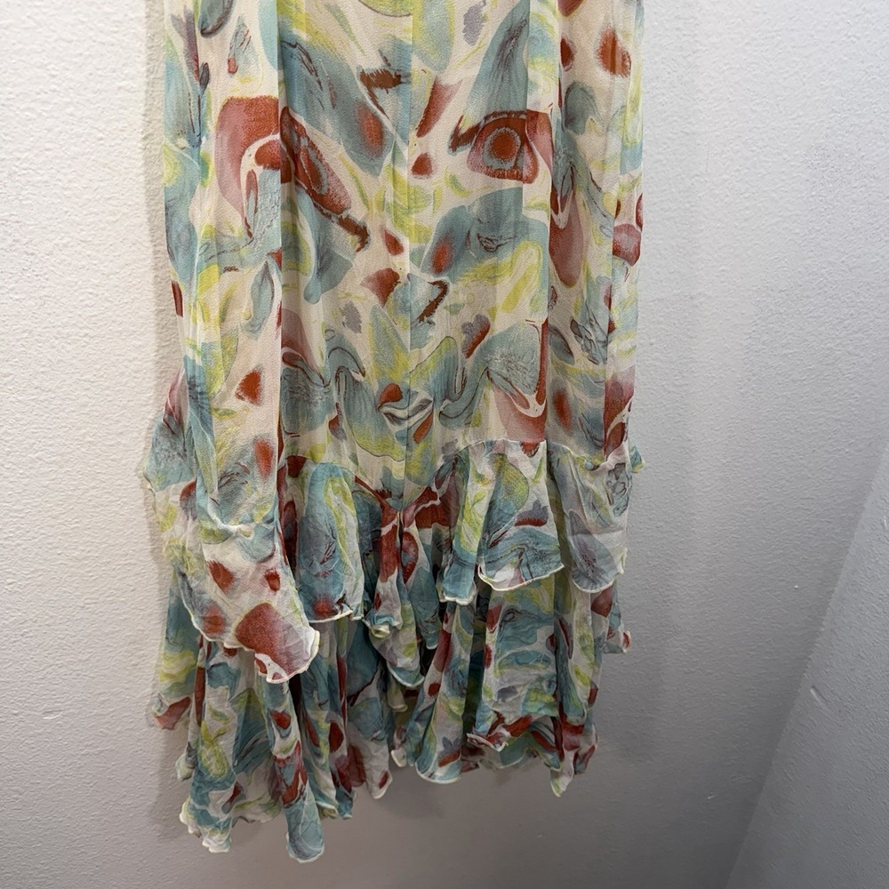 Y2K DIANE VON FURSTENBERG Silk Babydoll Midi Dress Size 6 Cocktail Artsy Fairy - Picture 8 of 9
